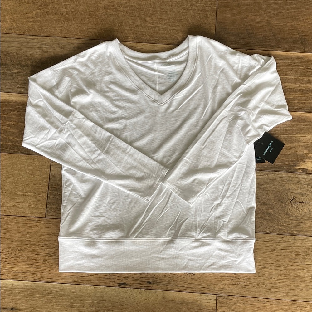 Cynthia Rowley White Long Sleeve V-Neck Top